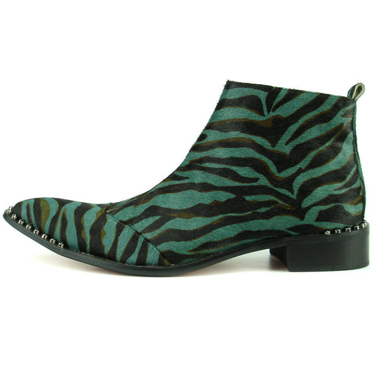 FI-7315 Black Green Pony Hair Zebra Boot Fiesso by Aurelio Garcia