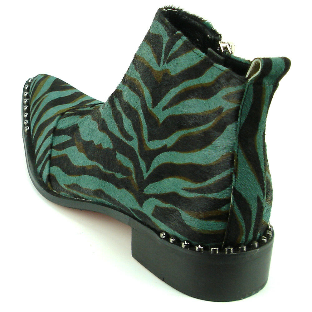 FI-7315 Black Green Pony Hair Zebra Boot Fiesso by Aurelio Garcia