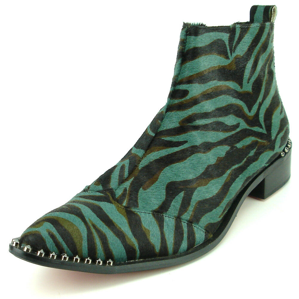 FI-7315 Black Green Pony Hair Zebra Boot Fiesso by Aurelio Garcia