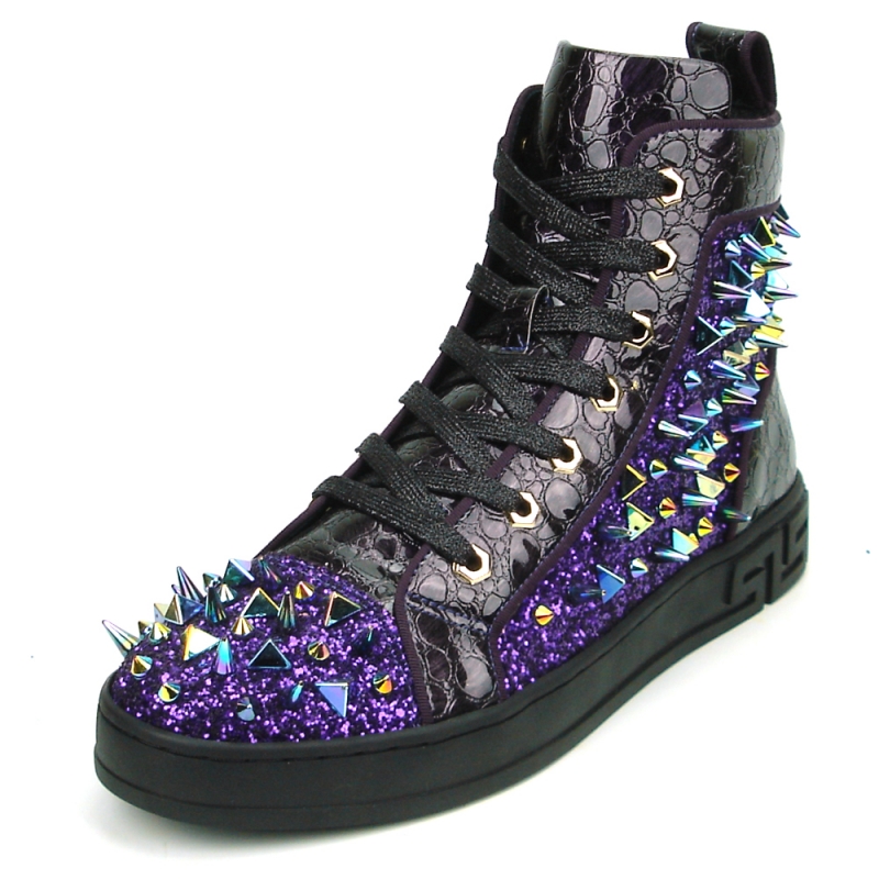 FI2369 Purple Spikes High Top Sneakers Aurelio Garcia