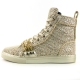 FI-2410 White Gold Chain High Top Sneaker Encore by Fiesso