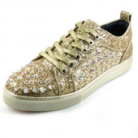 FI-2413 Gold Glitter Spike Low Cut Sneaker Encore by Fiesso