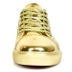 FI-2415-2 Gold Patent Lace up Low Cut Leather Sneaker