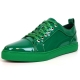 FI-2415-2 Forest Green Patent Lace up Low Cut Leather Sneaker