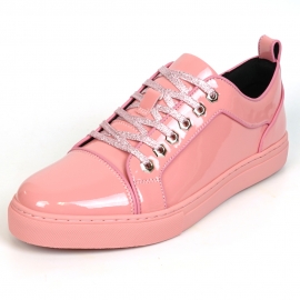 FI-2415-2 Pink Patent Lace up Low Cut Leather Sneaker