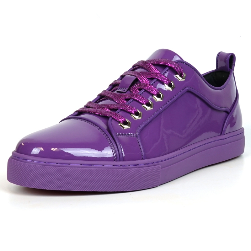 FI-2415-2 Purple Patent Lace up Low Cut Leather Sneaker