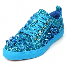 FI-2429 Blue Glitter Blue Spikes Low Cut Sneaker Encore by Fiesso