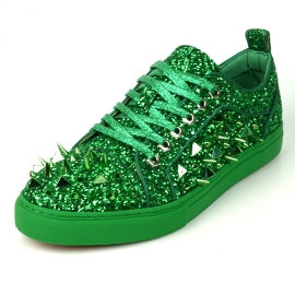 FI-2429 Green Glitter Green Spikes Low Cut Sneaker Encore by Fiesso