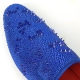 FI-7516 Blue Suede Rhinestones Spikes Slip on Loafer Fiesso by Aurelio Garcia