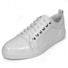 FI-2415-2 White Patent Lace up Low Cut Leather Sneaker
